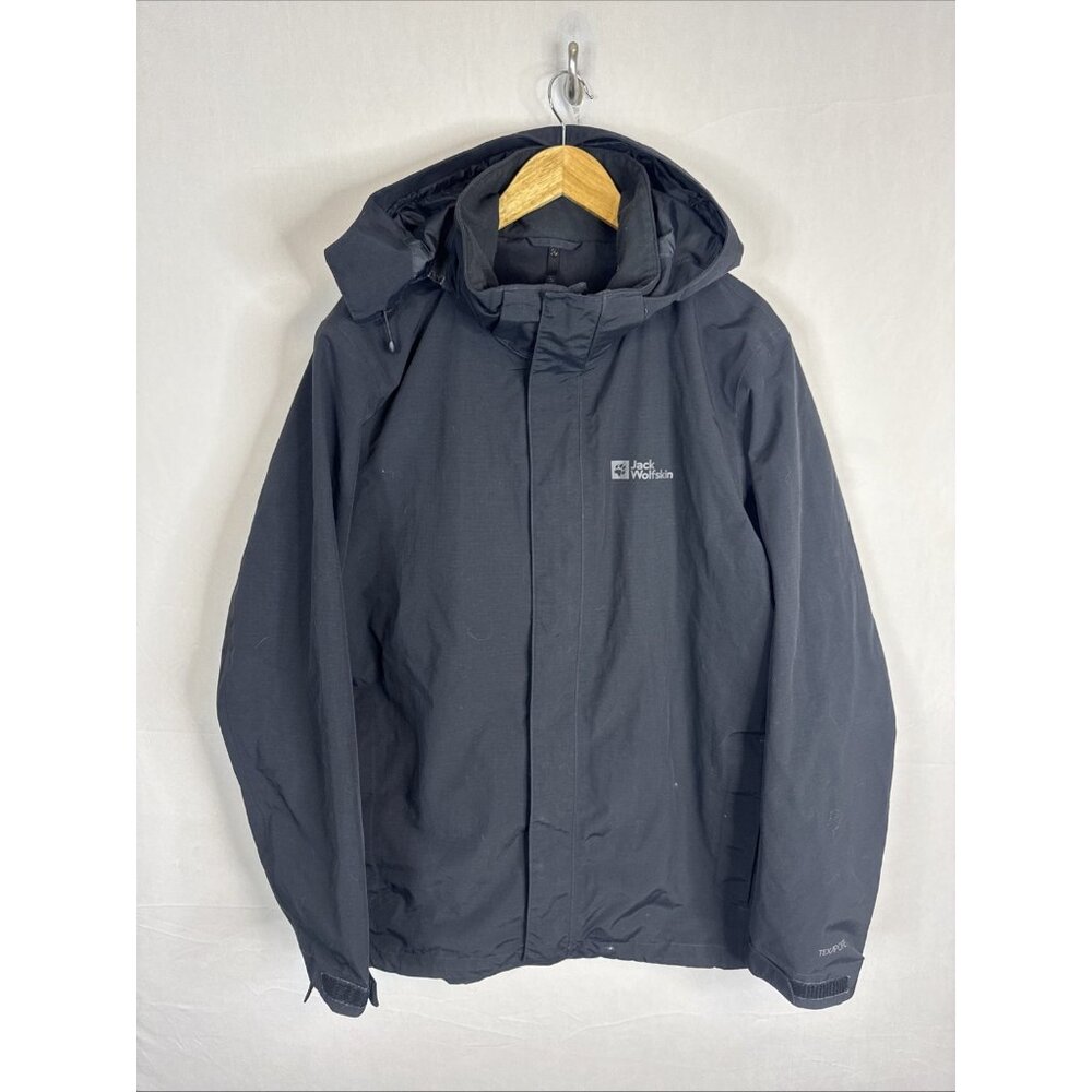 Jack Wolfskin Texapore Jacket Mens‎ XL Black Hooded Waterproof
